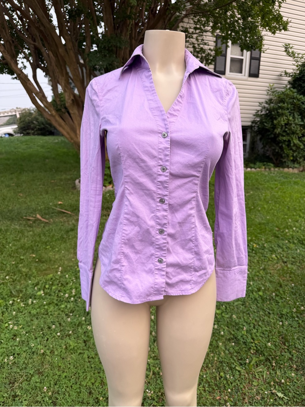 Express Lilac Button-Down Fitted Shirt XS
